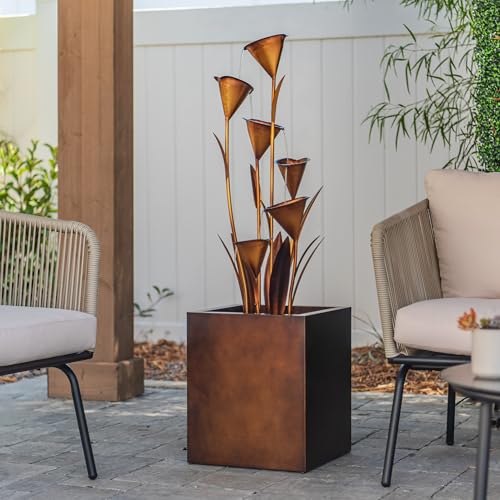 46" Tall Bronze Metal Sculptural Flower Multi