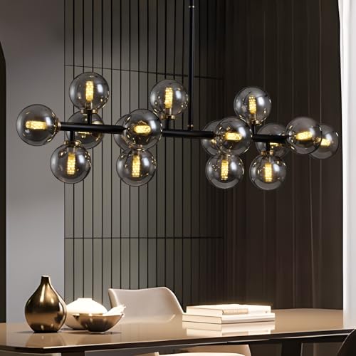 Black Mid Century Modern Sputnik Chandeliers for Dining Room Light Fixture