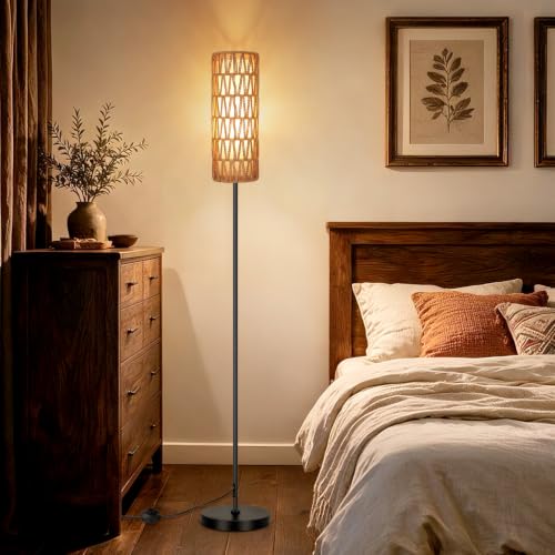 Boho Floor Lamp for Living Room with Smart RGB Bulb (1-Black)