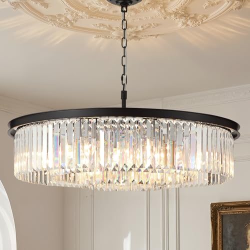 Large Crystal Chandelier Black Chandeliers Luxury Pendant Lights Fixture for Dining Living Room 12