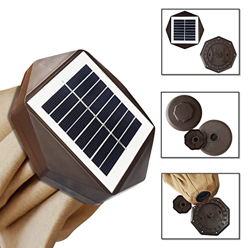 USA 10-Year-Non-Fading 9ft Market Patio Umbrella, Commercial Grade Table Sun Umbrella with 80 Solar LED Lights, Crank Open, Windproof & UPF 50+ UV Protection for Garden, Deck, Pool, Backyard, Heather Beige