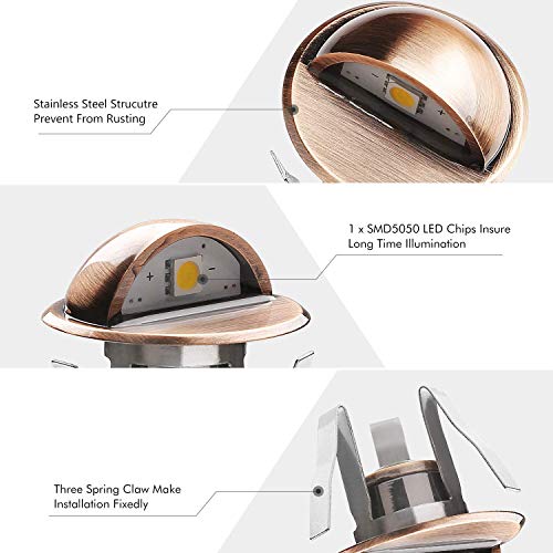 LED Stair Light Low Voltage Waterproof IP65 Outdoor F1.38 Wood Recessed LED Deck Lighting Yard Garden Patio Step Landscape Pathway Decor Lamp (30 Count)