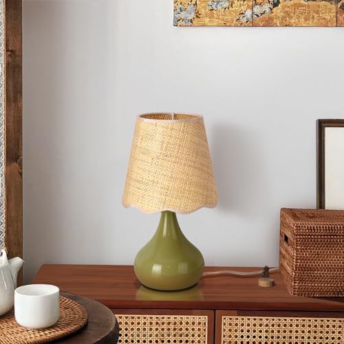 Green Cute Small Boho Table Lamp for Bedroom Bedside