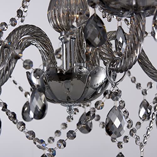 Saint Mossi Smoky Gray Crystal Chandelier with 5 Lights for Dining Room