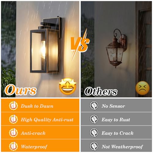 Upgraded Dusk to Dawn Outdoor Wall Lights (2 Count)