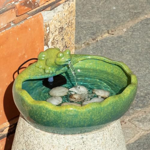 Ceramic Solar Fountain Outdoor with Battery Backup