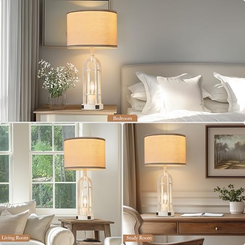 Farmhouse Table Lamps for Living Room Set of 2 (2 Count)