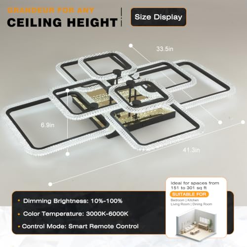 Black Square LED Ceiling Fixture