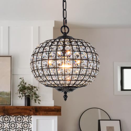 Crystal Chandeliers for Dining Room 12" Vintage Globe Pendant Light