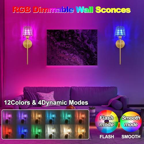Battery Operated Crystal Wall Sconce Set of 2 (2 Count)
