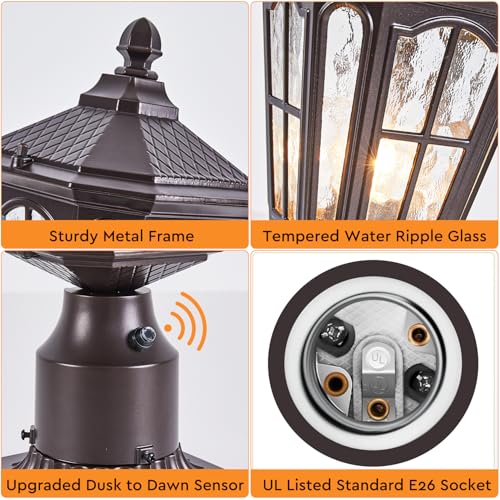 Dusk to Dawn Outdoor Post Lights with Pier Mount Base