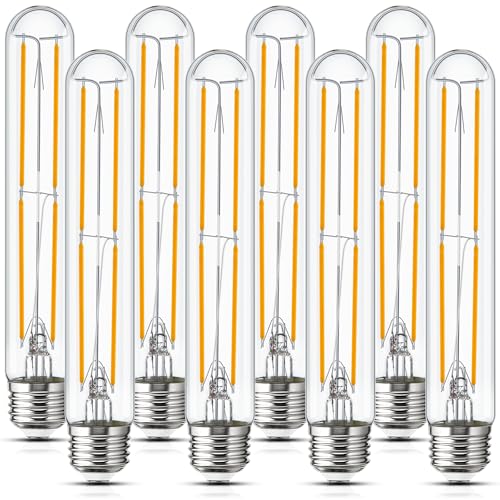 Tubular Light Bulb 7.3IN Dimmable T10 LED Bulb E26 6W 60 Watt Edison Bulbs (8 Count)