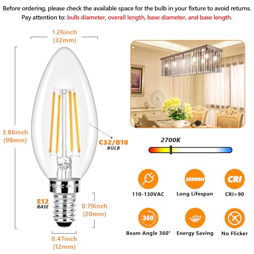 Dimmable E12 LED Candelabra Bulbs 40 Watt Equivalent (20 Count)