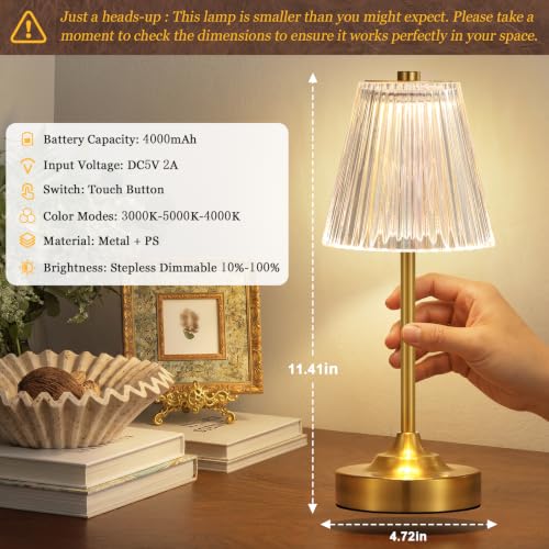 Gold Cordless Rechargeable Table Lamp