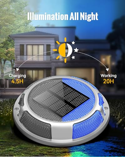Solar Driveway Dock Lights Waterproof 4 Pack (4 Count)