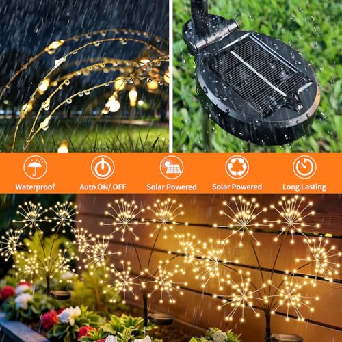 2 Pack Solar Garden Lights Outdoor Waterproof (2 Count)