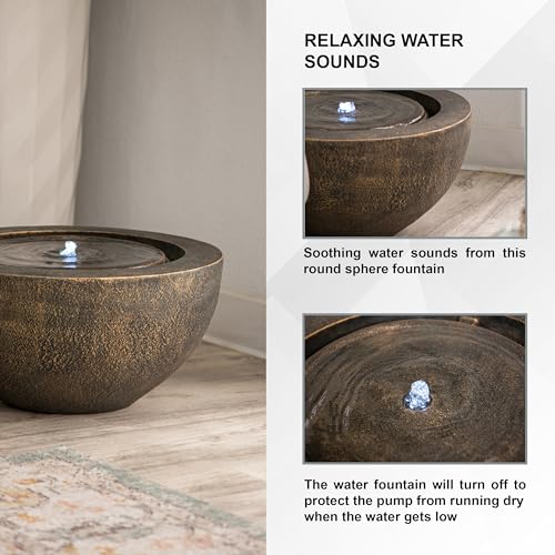 20" Round Sphere Water Fountain with LED Light