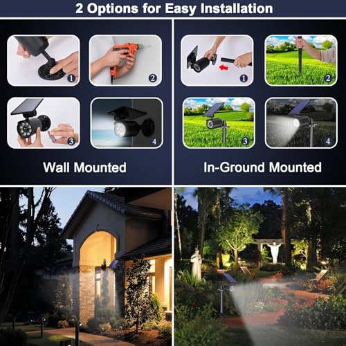 Solar Motion Lights Outdoor 2000LM Security Flood Lights IP67 Waterproof Spot Lights for Yard Porch Garage 1 Pack