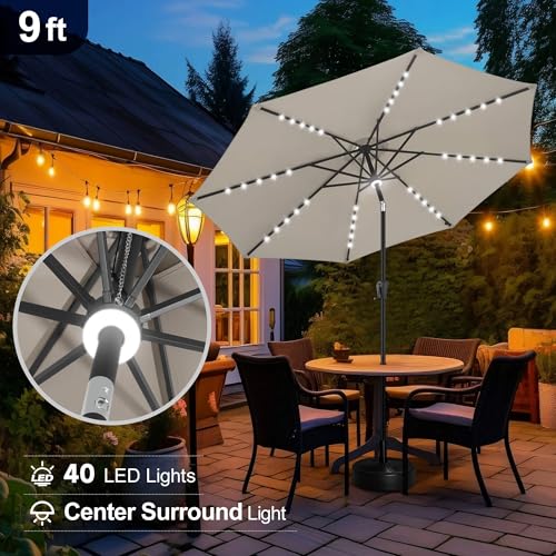 Solar Patio Umbrella with a Centre Light
