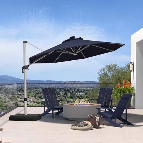 Patio Umbrella with Base Included 11ft Solar Light