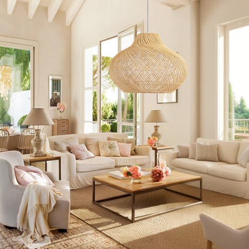 18.9" Rattan Pendant Light