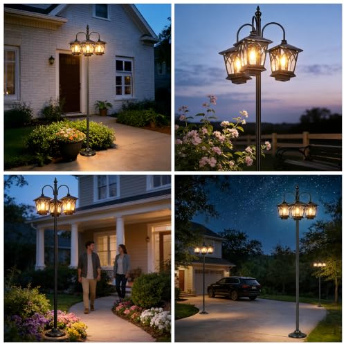 6FT Aluminum Solar Lamp Post Light Outdoor Waterproof