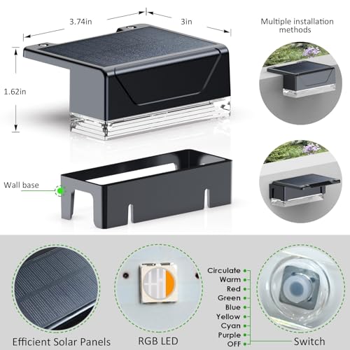 12PK Solar Fence Lights Outdoor Waterproof LED