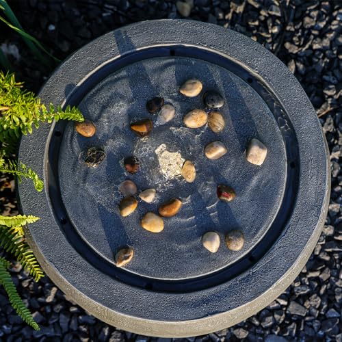 Garden Water Fountain Outdoor Bubbler Water Feature Indoor with Lights & Pump and Pebbles Waterfall Fountains Concrete Effect for Patio Deck Yard Home Decor Gray