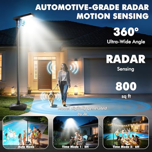 102" Solar Outdoor Street Lights with Pole & Remote
