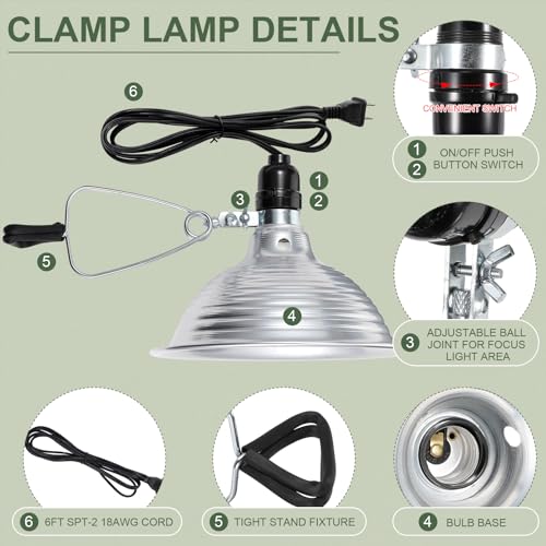 6 Pcs Adjustable Clamp Lamp Light with Aluminum Reflector Up to 150 Watt