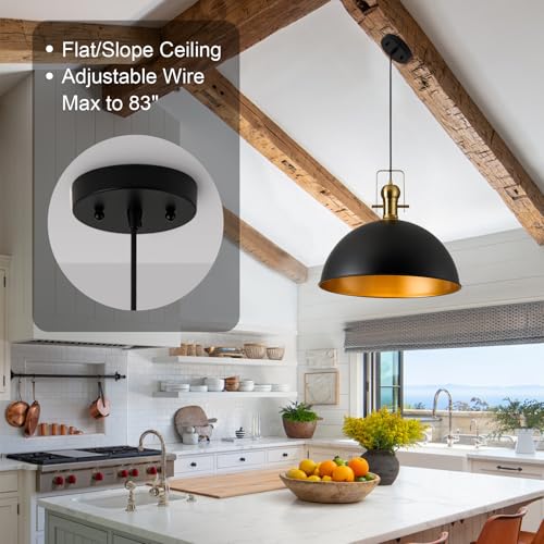 18 Inch Black Farmhouse Pendant Lights for Kitchen Island 1 Pack