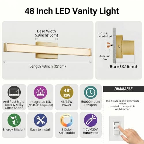 48" Modern LED Bathroom Light Fixtures (48 Count)
