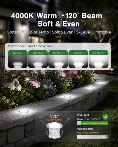 22 Packs Low Voltage Deck Lights Kit with Transformer Dimmable Timer and Photocell Sensor Outdoor Recessed LED Deck Lighting IP67 Waterproof 4000K for Garden Yard Stair Patio Floor Decoration (22 Count)