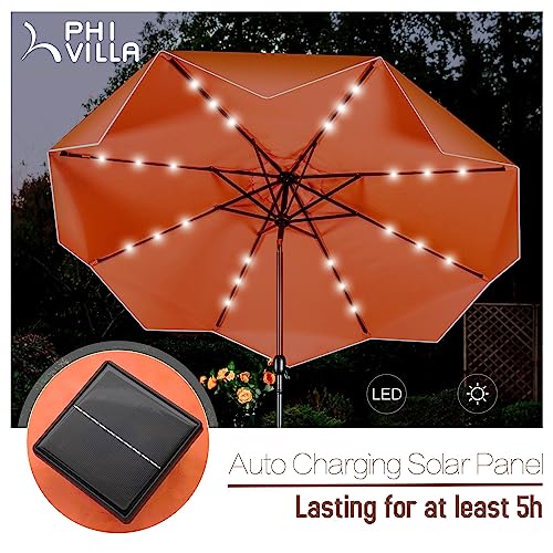 9ft Outdoor Patio Umbrellas with 24 pcs LED Solar Lights