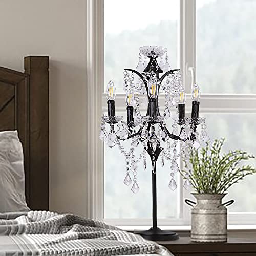 5 Light Farmhouse Tranditional Crystal Table Lamp