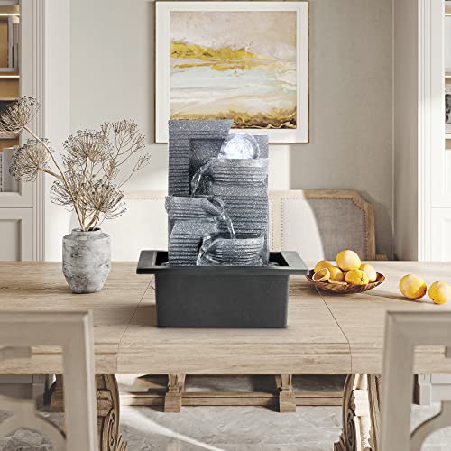 Tabletop Fountain Indoor Water Fountain with LED Crystal Ball