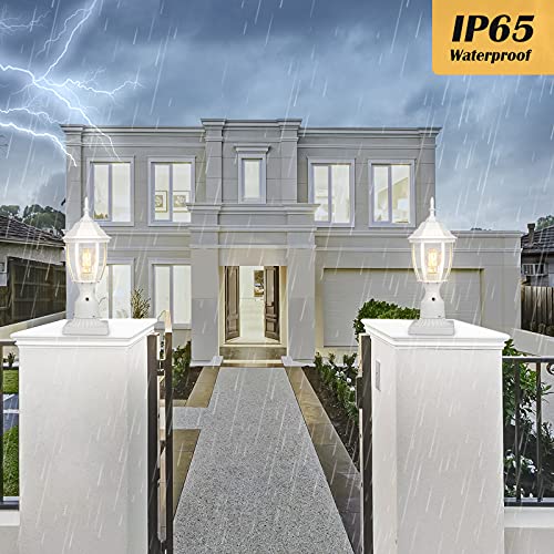 Dusk to Dawn White Outdoor Post Light with Pier Mount Base