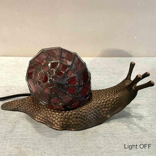 L10989 Red Land Snail Tiffany Style Stained Glass Accent Table Lamp
