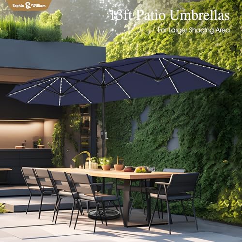 13ft Outdoor Patio Umbrella with Solar Lights