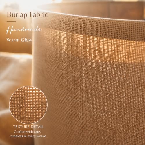 Drum Lamp shades Set of 2 Brown linen Table Lamp Bedroom floor lamp