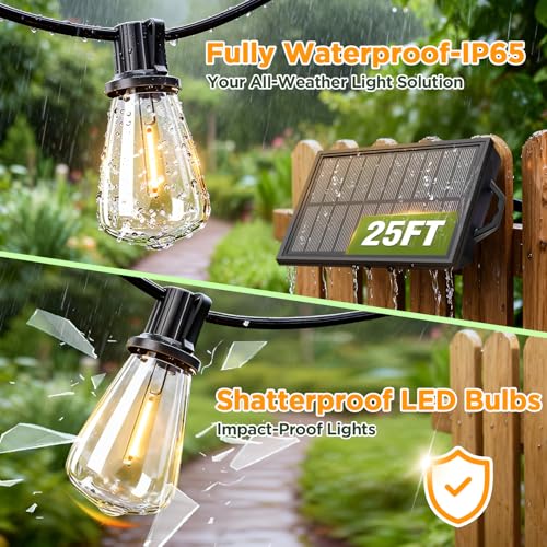 Solar String Lights Outdoor Waterproof with Remote & Timer