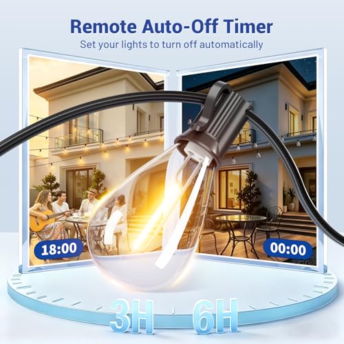 30FT Outdoor String Lights with Remote & Dimmable