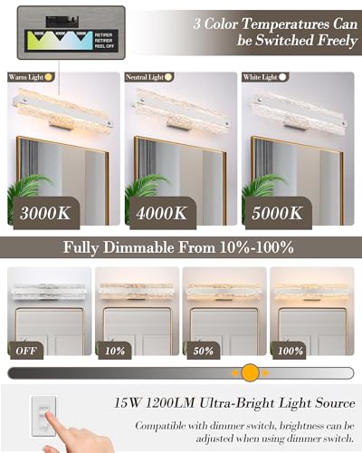Modern LED Bathroom Vanity Light Fixture Over Mirror