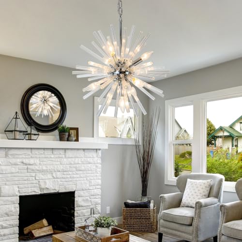 18" Chrome Sputnik Crystal Chandelier for Dining Room Bedroom Bath