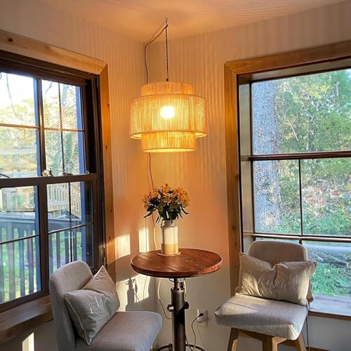 Plug in Pendant Light Hanging Lights with Plug in Cord Boho Hanging Lamp Dimmable