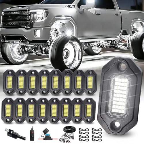 16 Pods Aluminium Pure White LED Rock Lights Full Kit (16 Pods)