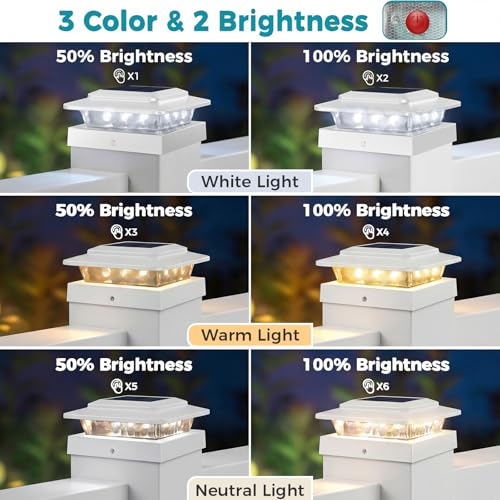 4x4 Solar Post Cap Lights Outdoor 16Pack