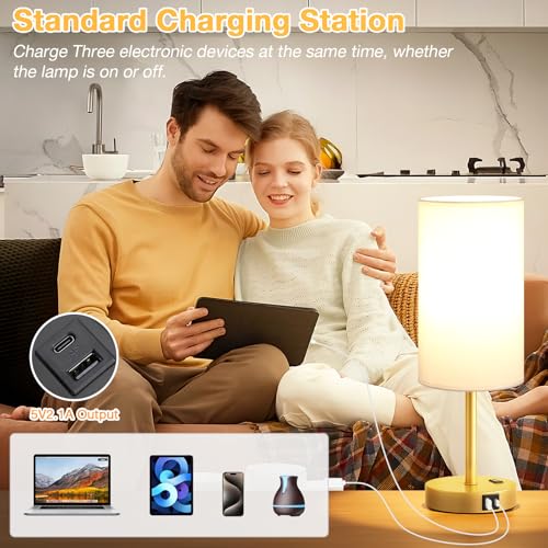 17.4" Bedside Lamp for Bedroom