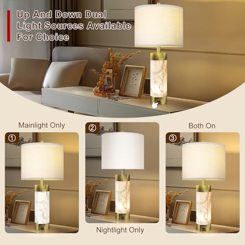 27" Alabaster Table Lamps Set of 2 (2 Count)