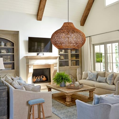 18.9" Rattan Pendant Light